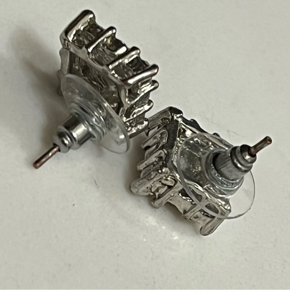 Vintage Square Rhinestone Earrings - Picture 2 of 5